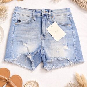 KANCAN Light Blue Distressed Denim Women's Shorts